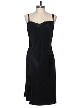Banana Republic Black Satin Midi Slip Dress